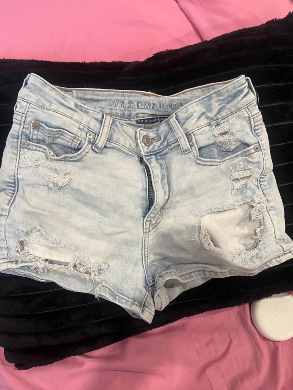 American Eagle Outfitters Light Blue Distressed Denim Jean Shorts